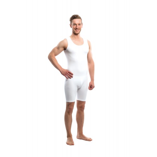 Sleeveless Anti Strip Back Zip Bodysuit White
