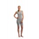 Adult Sleeveless Incontinence Bodysuit Anti-Strip Rear Zip - Grey