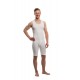 Adult Sleeveless Incontinence Bodysuit Leg Zip - White
